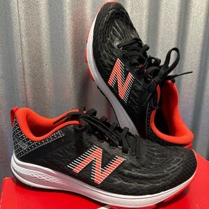 New Balance Black and Red Athletic Shoes with Mesh Upper